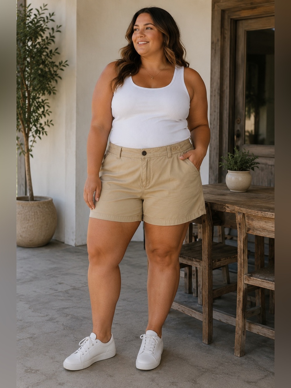 Reitmans Beige Cargo Shorts Size 13 Casual Streetwear Utility Cotton Summer